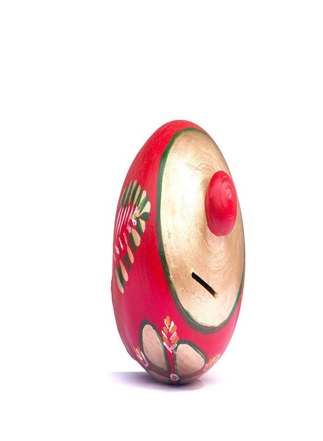 Onlinch Clay Made Round Shape Piggy Bank for Kids | Terracotta Mitti Gullak Coin Bank | Handcrafted Multi-Coloured Coin Box | Traditional Money Bank Gift | Undiyal Style (Design-3) - Image 3